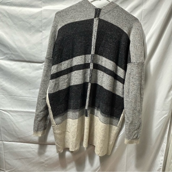 Vince Women’s Small Striped Neutral Varigated Marl Oversized Open Front Cardigan - Picture 2 of 4